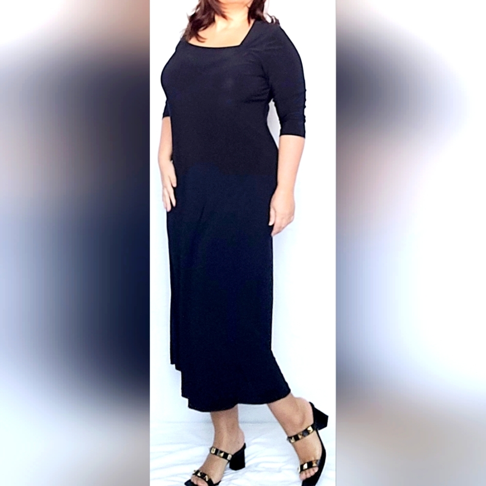CSC Studio Women's Stretch Maxi Dress Square Neckline Black Medium